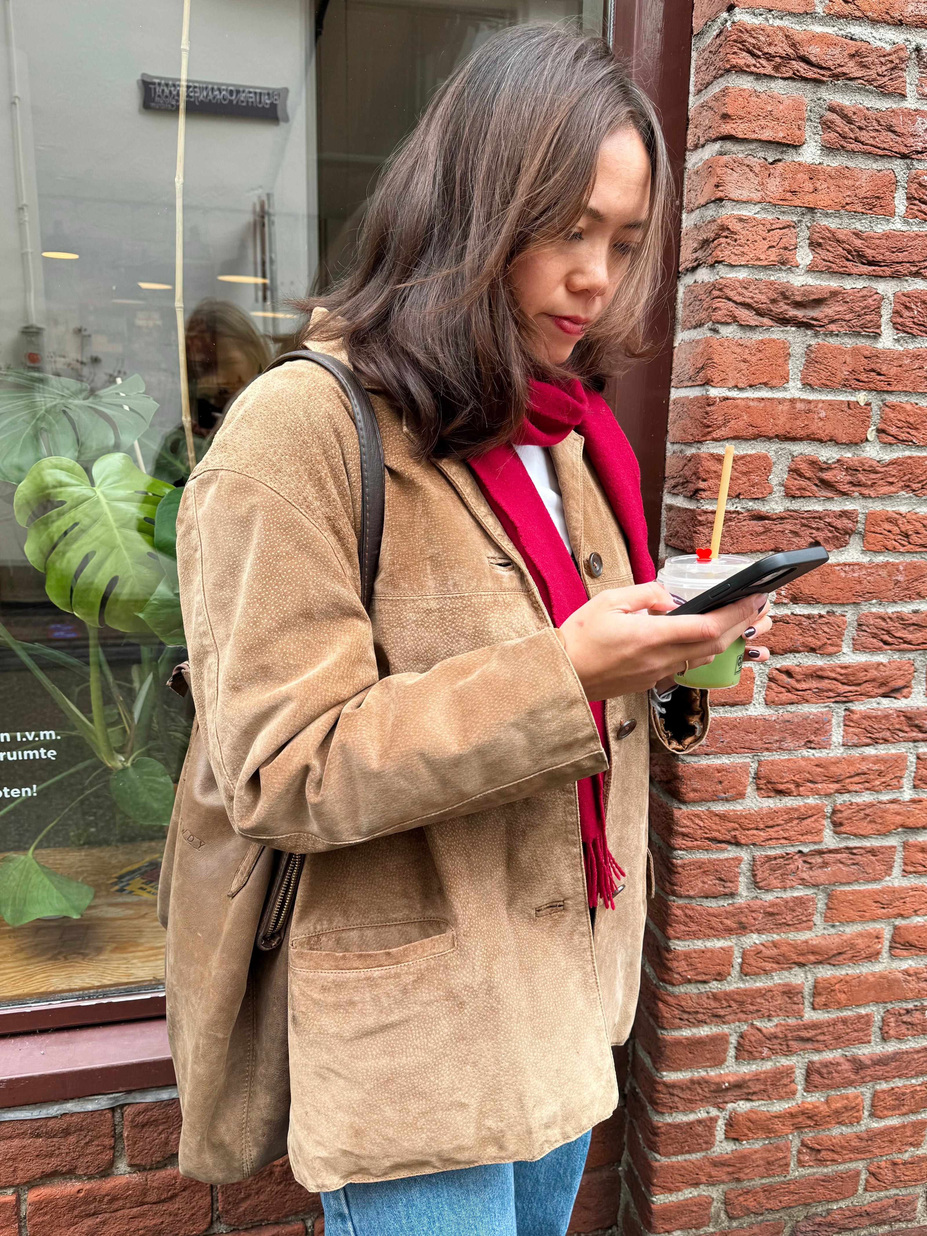 Vintage Oversized Beige Brown Suede Jacket / Blazer