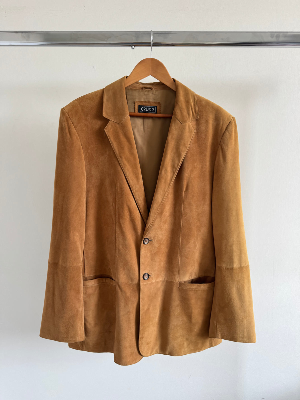 Camel Beige Oversized Suede Blazer