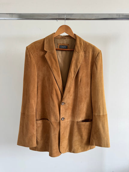 Camel Beige Oversized Suede Blazer