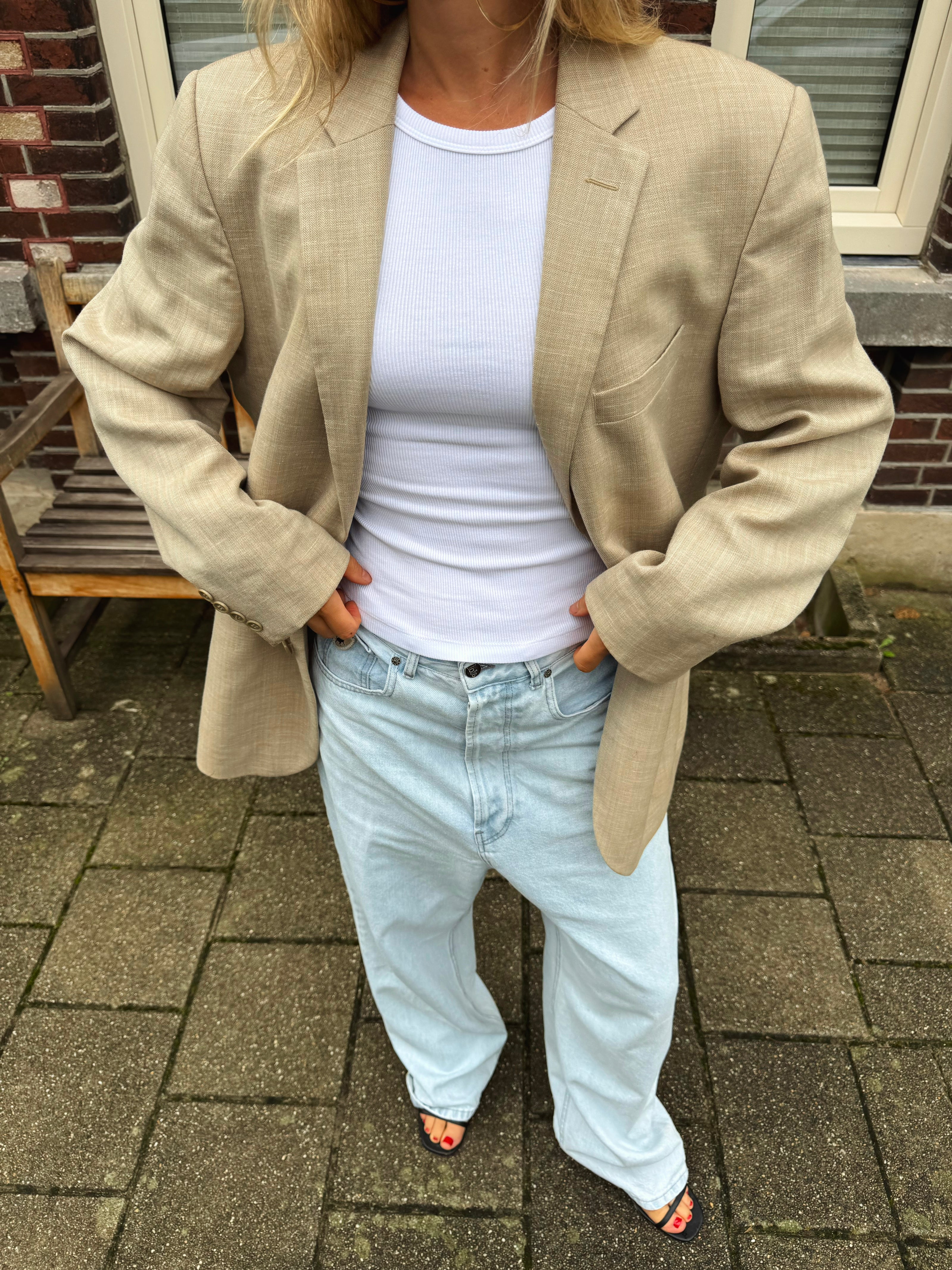 Light Beige Slightly Oversized Vintage Blazer