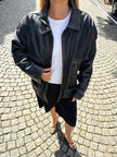Black Leather Oversized Vintage Jacket