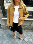 Beige Suede Oversized Jacket