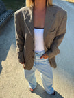 Oversized Beige/Brown Checked Vintage Blazer