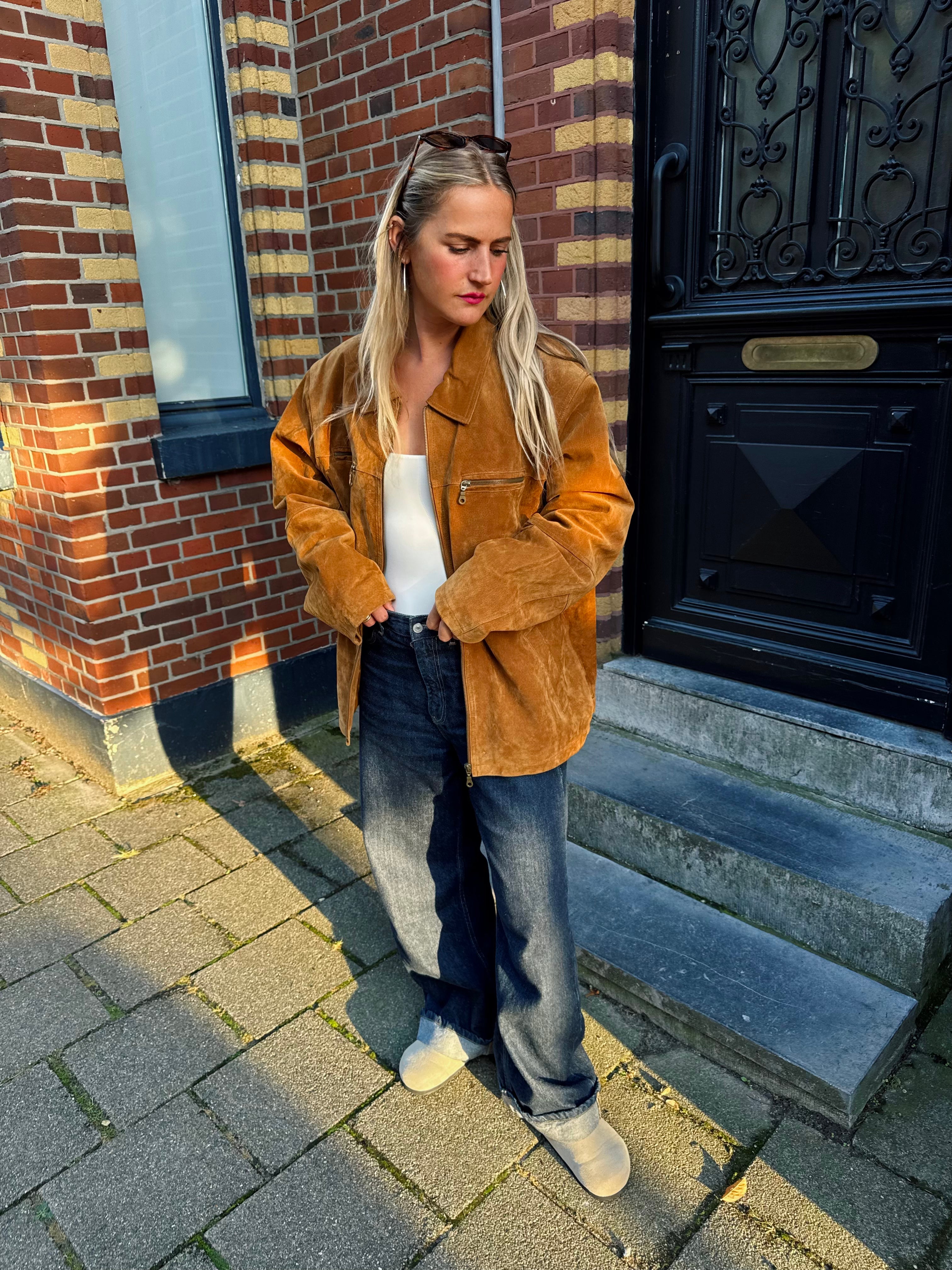 Camel Suede Oversized Jacket