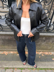 Black Fitted Vintage Leather Jacket