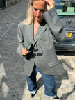 Grey Green Checked Oversized Vintage Blazer