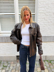 Brown Distressed Leather Jacket