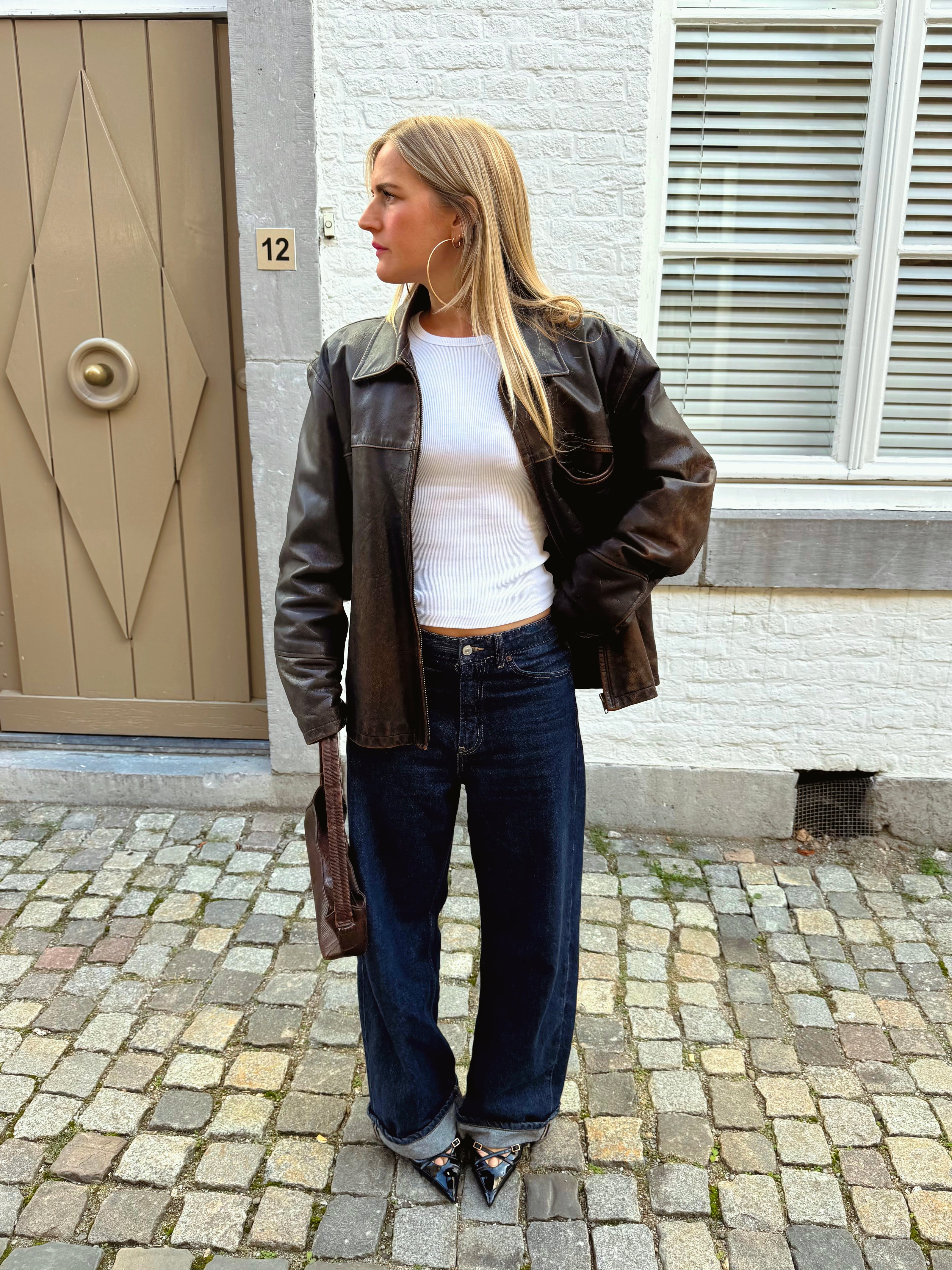 Brown Distressed Leather Jacket