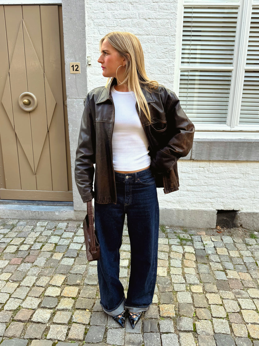Brown Distressed Leather Jacket