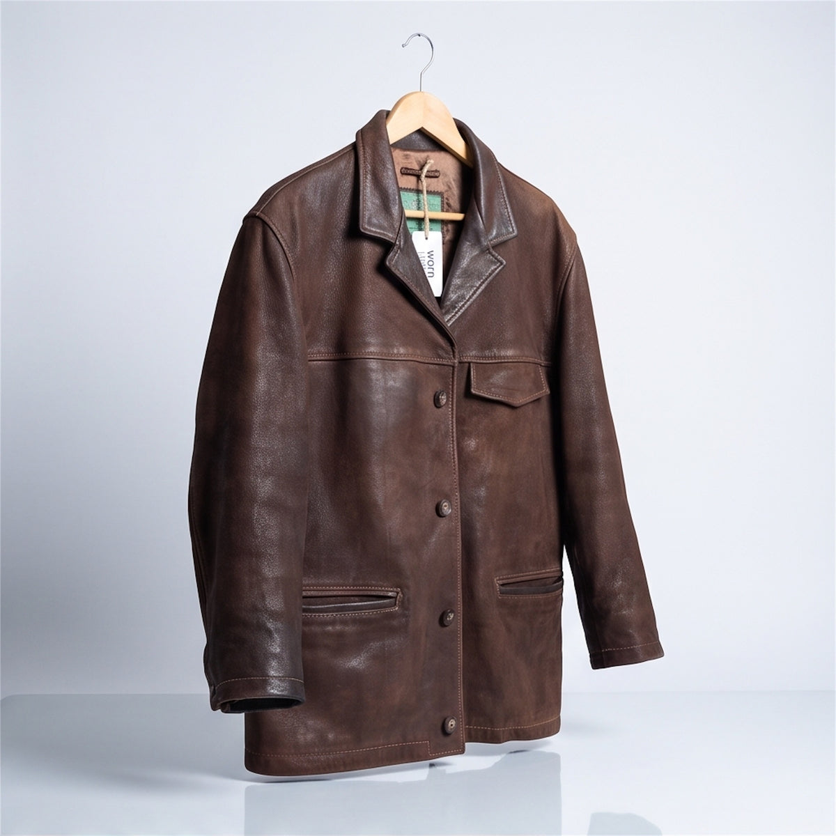 Oversized Oakwood Chestnut Brown Leather Jacket
