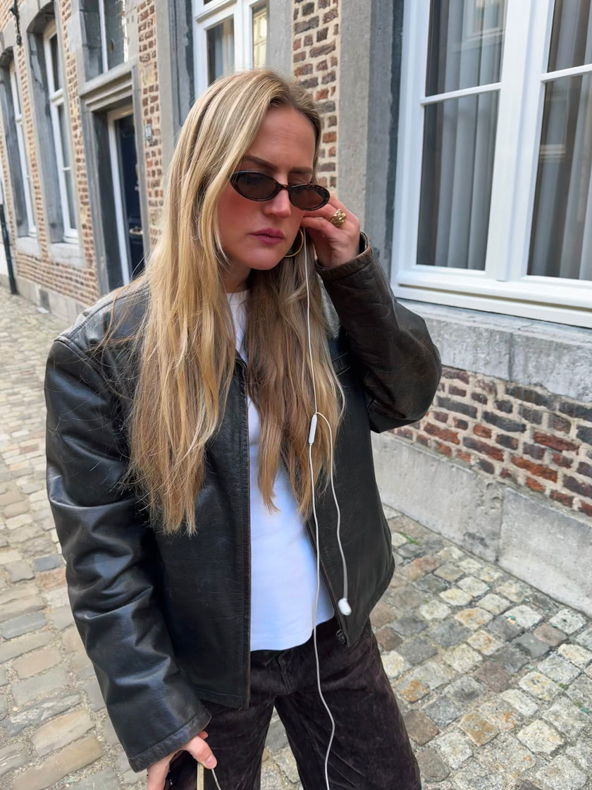 Brown Distressed Leather Jacket