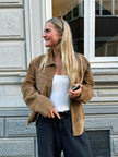 Light Brown Suede Vintage Bomber Jacket