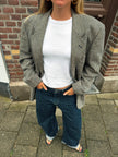 Oversized Navy Blue / Creme Checked Vintage Blazer