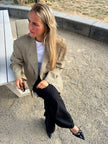 Grey Beige Checked Blazer