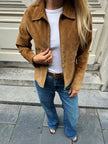 Short Brown/Beige Suede Jacket
