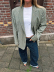 Beige Checked Oversized Blazer