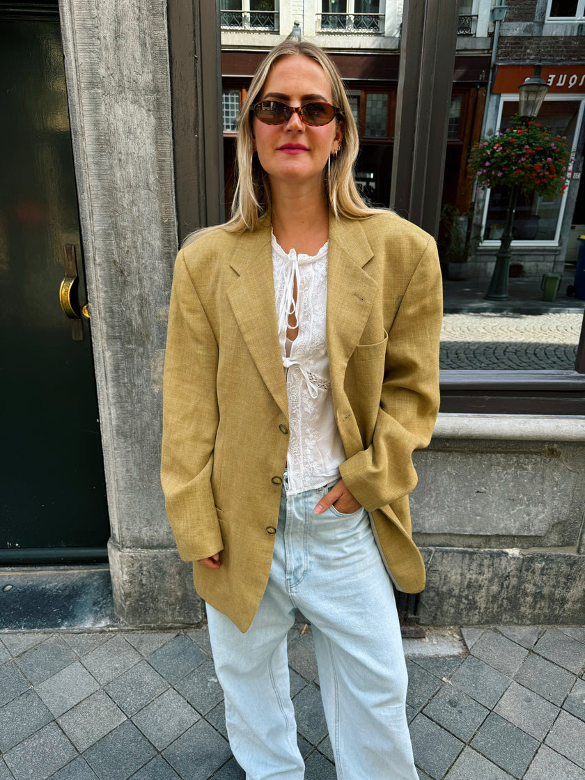 Yellow Beige Oversized Blazer