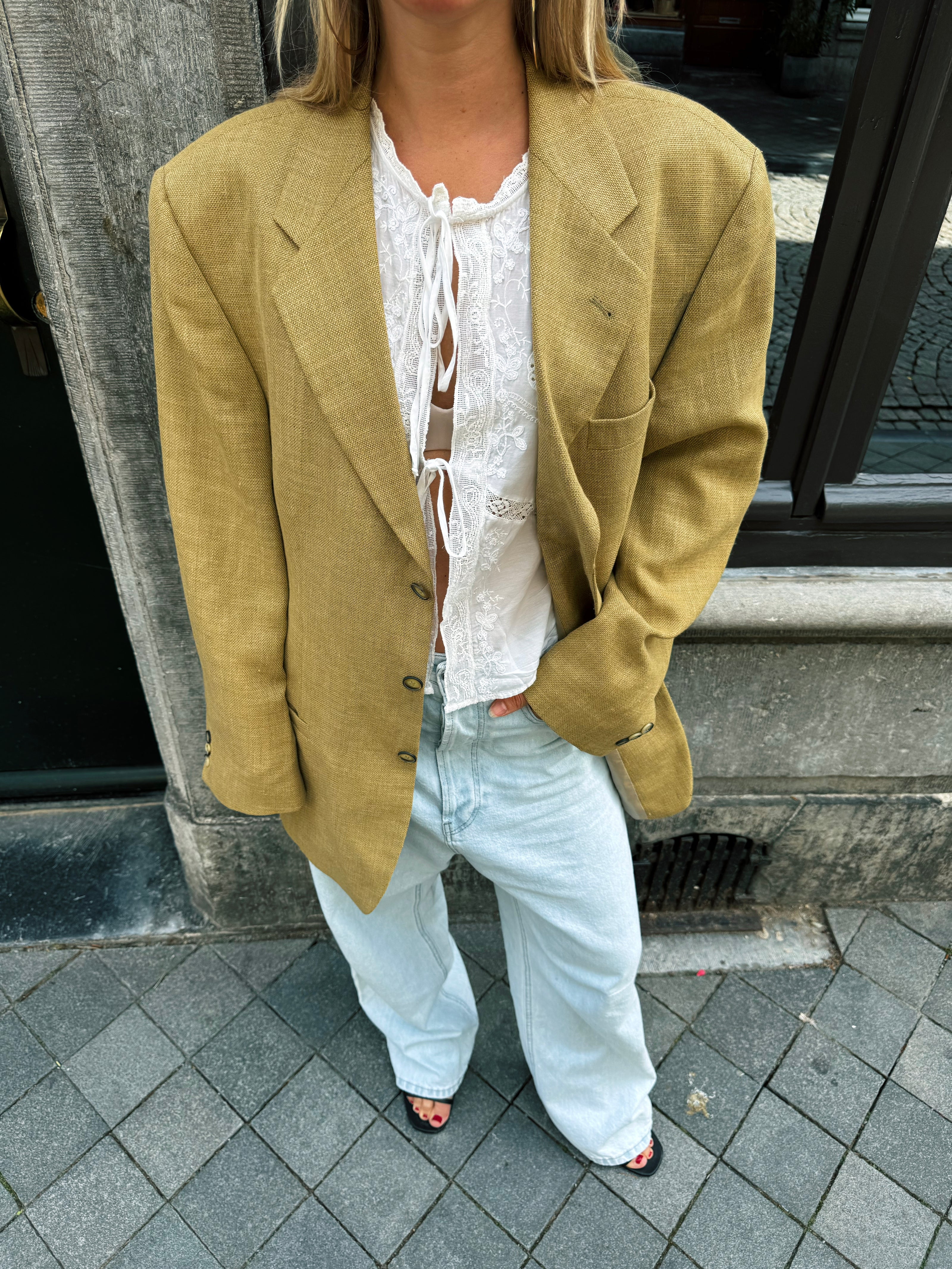 Yellow Beige Oversized Blazer
