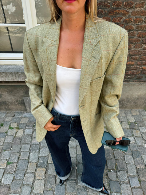 Khaki Checked Vintage Blazer