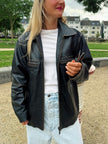 Oversized Distressed Leather Jacket