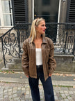Light Brown Oversized Leather Jacket
