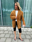 Golden Beige Suede Oversized Blazer
