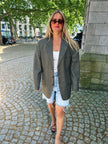 Grey/Dark Green Checked Oversized Blazer