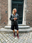 Dark Brown / Black Distressed Worn Oversized Leather Jacket