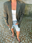 Grey/Dark Green Checked Oversized Blazer