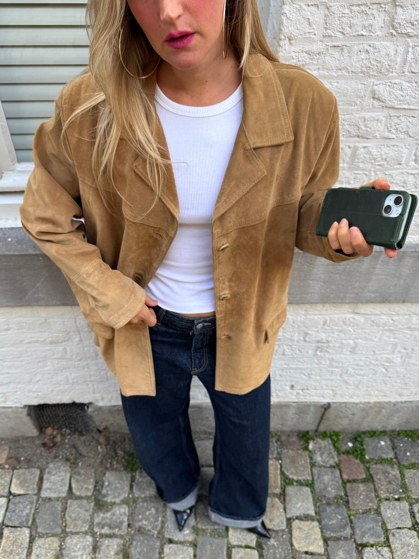 Beige Suede Vintage Coat