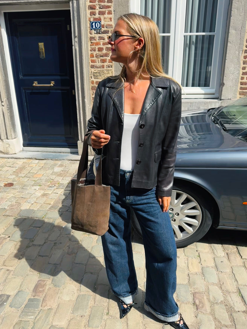 Chic & Short Brown Leather Jacket
