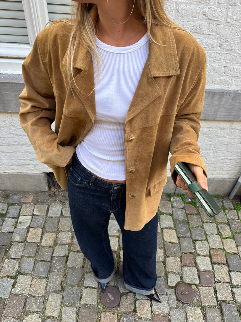 Beige Suede Vintage Coat