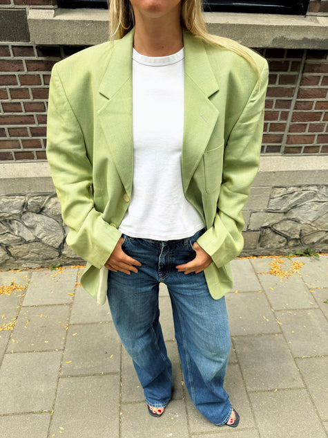 Green/Khaki blended Oversized Vintage Blazer