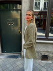 Grey Beige Checked Oversized Blazer