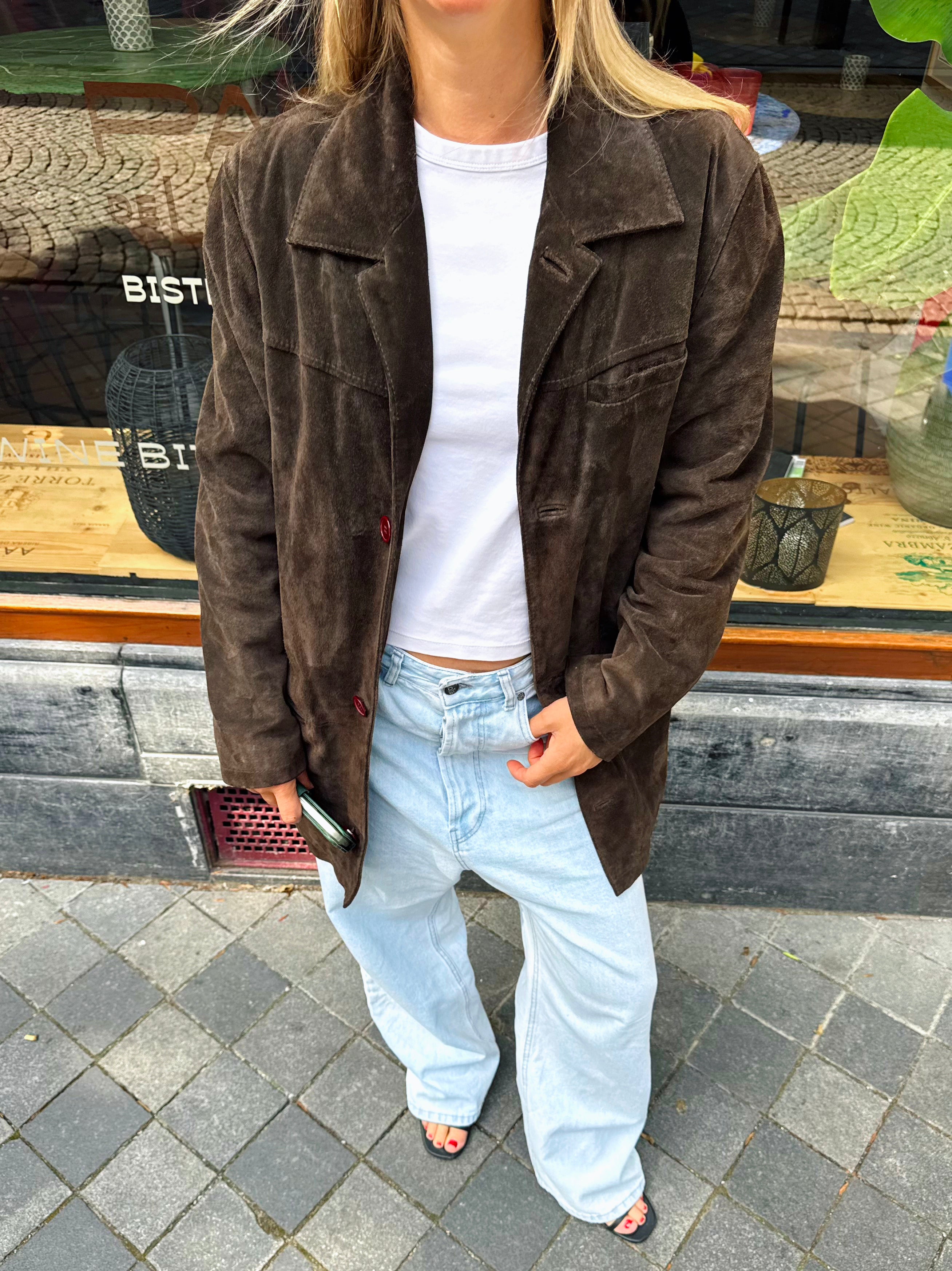 Trending Oversized Brown Suede Vintage Coat
