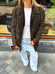 Trending Oversized Brown Suede Vintage Coat