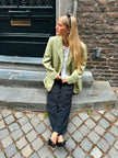 Mint green / beige checked oversized blazer