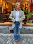 Dark Green Checked Oversized Blazer
