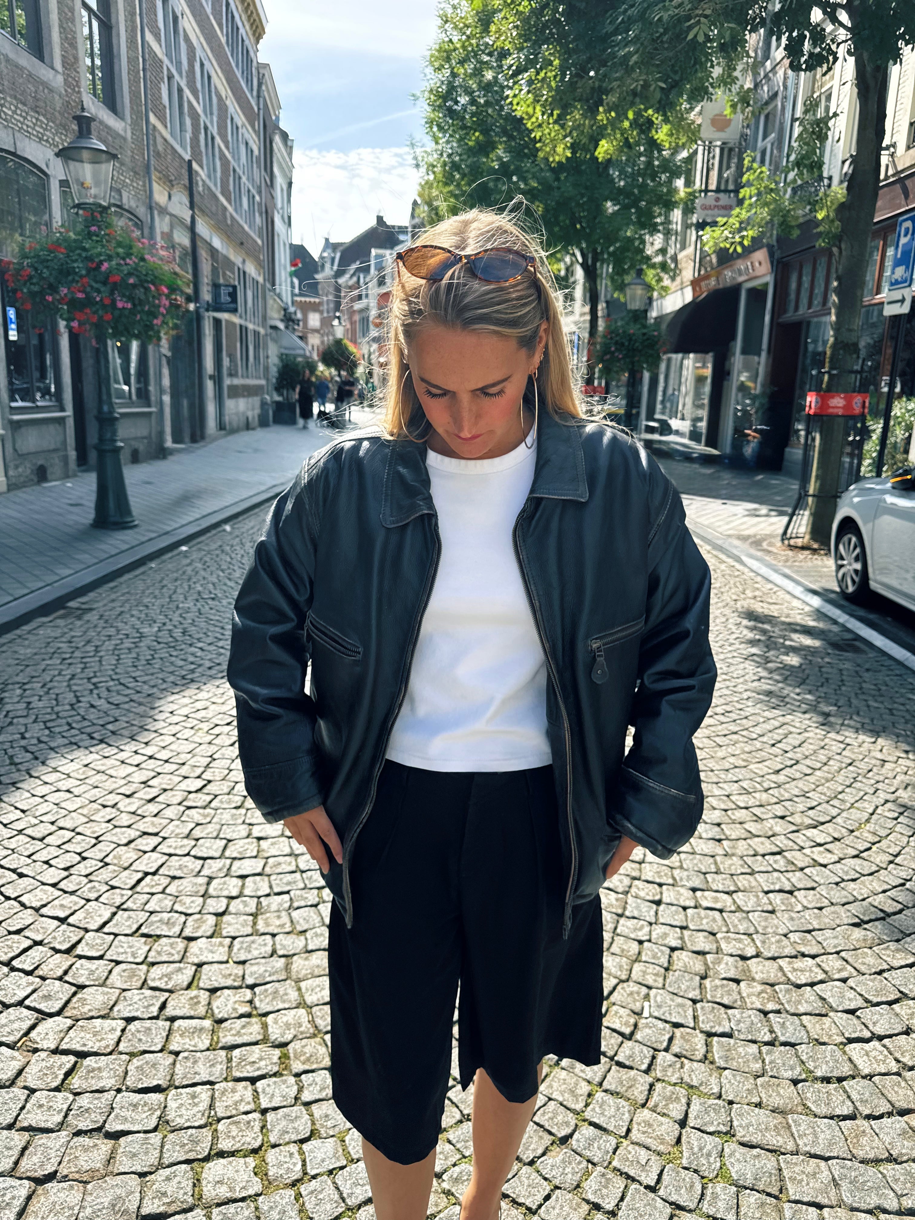 Black Leather Oversized Vintage Jacket