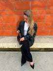 Rustic Black Leather Bomber Jacket