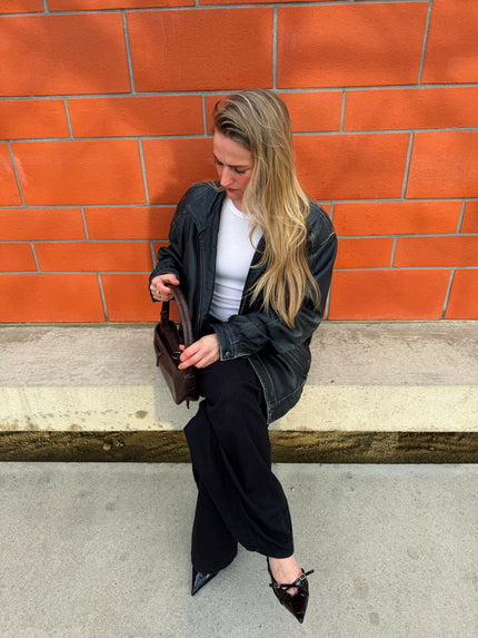 Rustic Black Leather Bomber Jacket