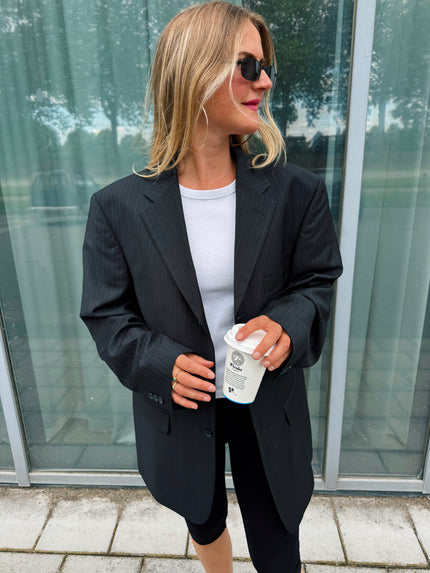 Dark Navy Pinstripe Blazer