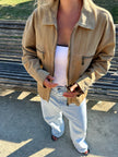 Oversized Beige Suede Jacket