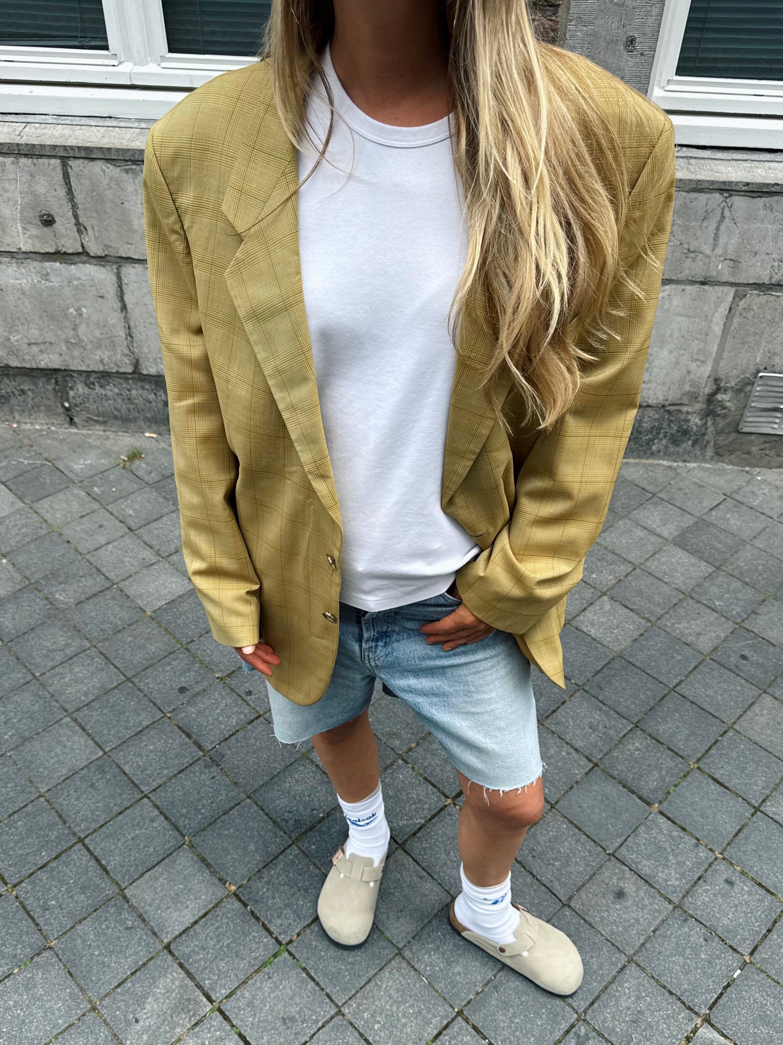 Khaki Checked Vintage Blazer