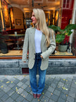 Dark Green Checked Oversized Blazer