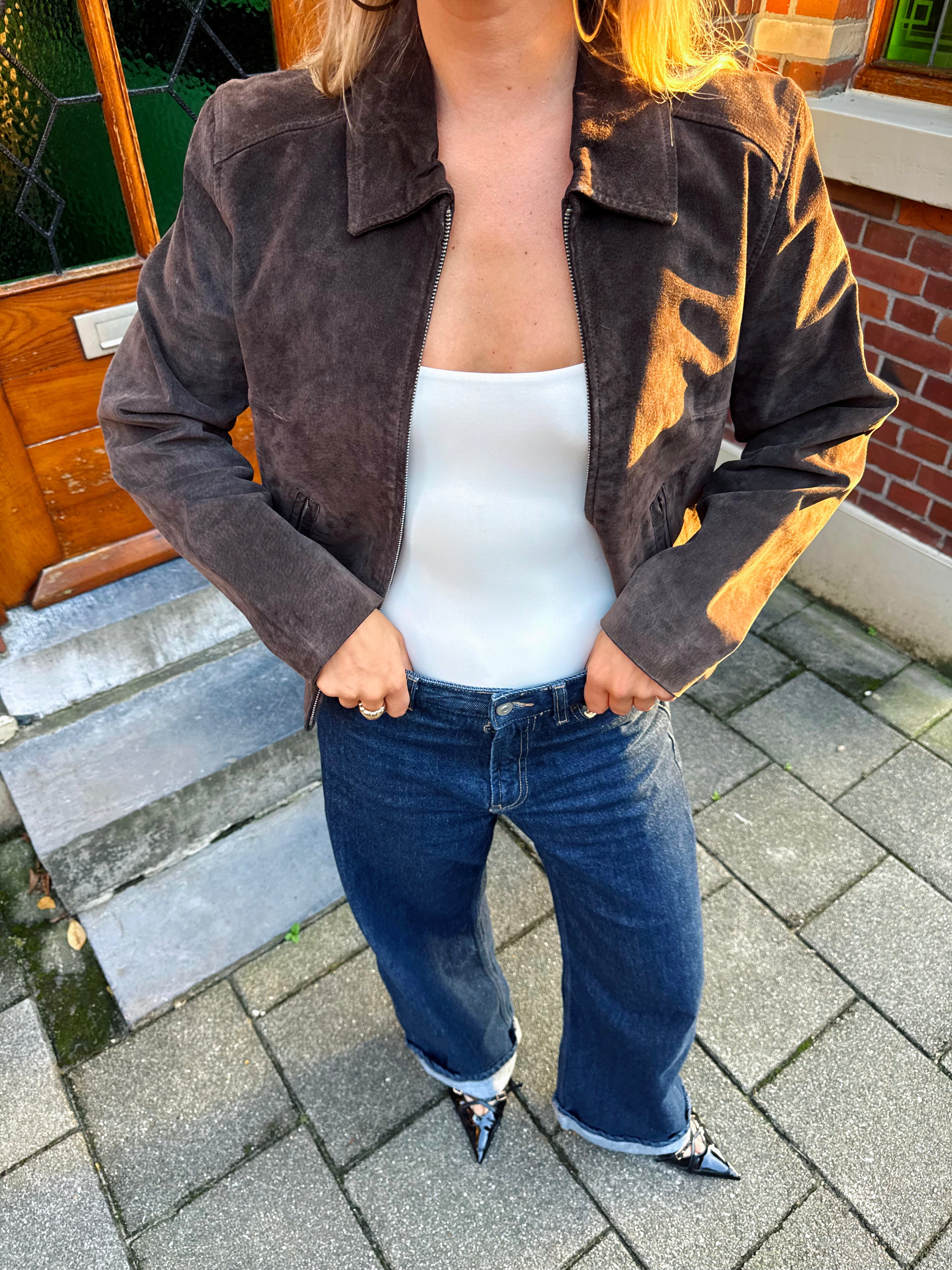 Short Dark Brown Suede Jacket