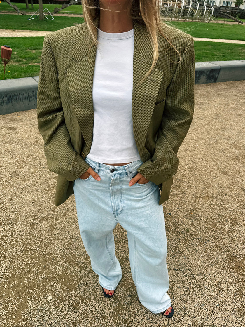Khaki Green Checked Vintage Blazer