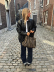 90s Black Leather Bomberjacket