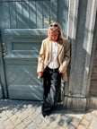 Vintage Beige Oversized Checked Blazer