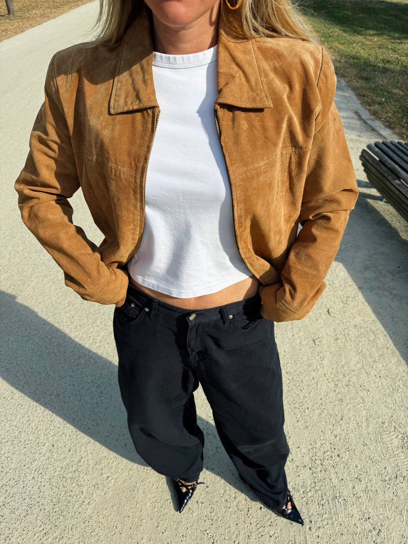 Beige Brown Suede Jacket